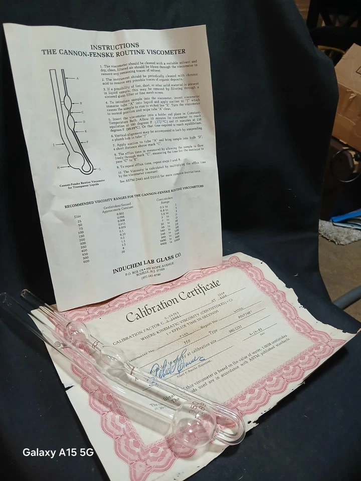 Viscosímetro calibrado Cannon-Fenske certificado Fisher Scientific NOS  Foto 3 de 4