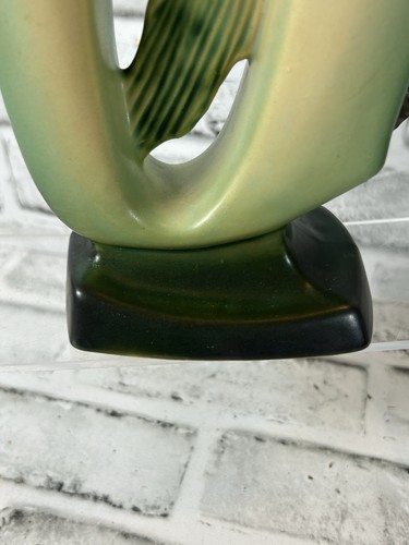 Roseville Pine Cone Green 1953 Vintage Art Pottery Ceramic Double Bud Vase 473-8 - Picture 9 of 15