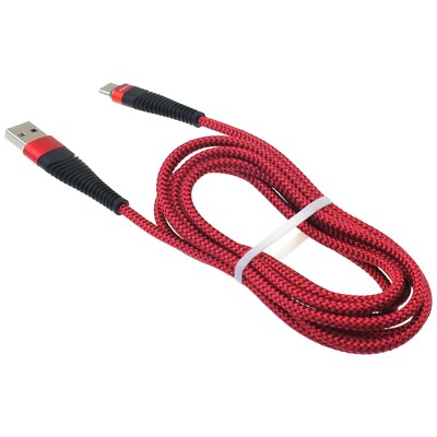 Type-C 6ft USB Cable Charger Cord Power Wire USB-C Long Red for Smart Phones