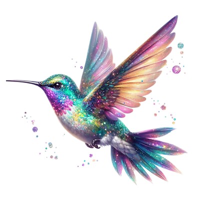 Glitzer Kolibri Sticker   Schillernder Kolibri als Wandtattoo & Autoaufkleber