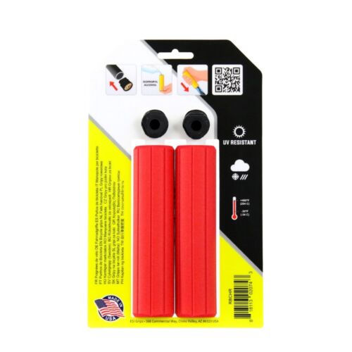 ESI RIBBED CHUNKY 100% Silicone MTB Bike Grips : 32mm/130mm RED - Picture 2 of 4