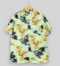 Vintage Hawaiian Honolulu Japanese Dragon Rayon Shirt Large 80s Retro Tropical L