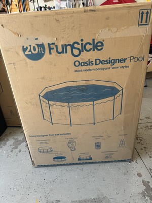 Funsicle 20ft x 48in Round Oasis Designer Above Ground Pool, Dark Double Rattan
