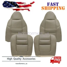 For 2001 Ford F250 F350 Driver / Passenger Bottom / Top Leather Seat Cover Tan