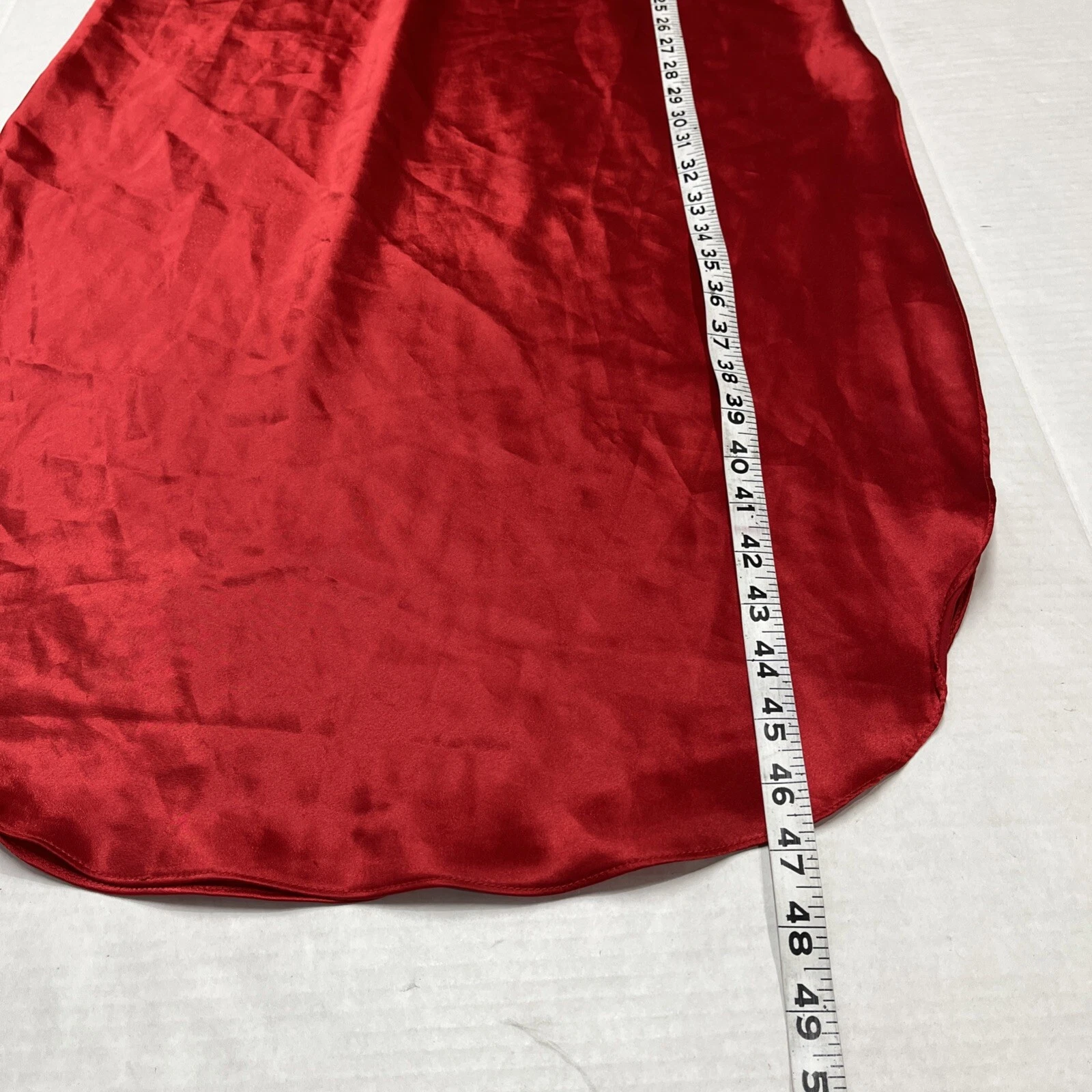 VALENTINO Abito Slip Vintage California Dynasty Donna S Rosso Raso Maxi 3D Floreale Y2K Fata