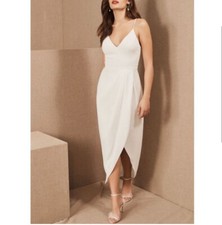BHLDN Caron V-Neck Crepe Antique White Dress Size 10