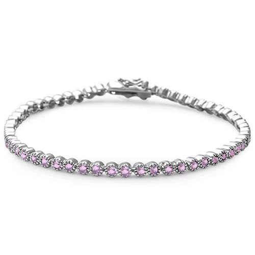 Mil Grain Elegant 7" Pink Topaz .925 Sterling Silver Tennis Bracelet eBay