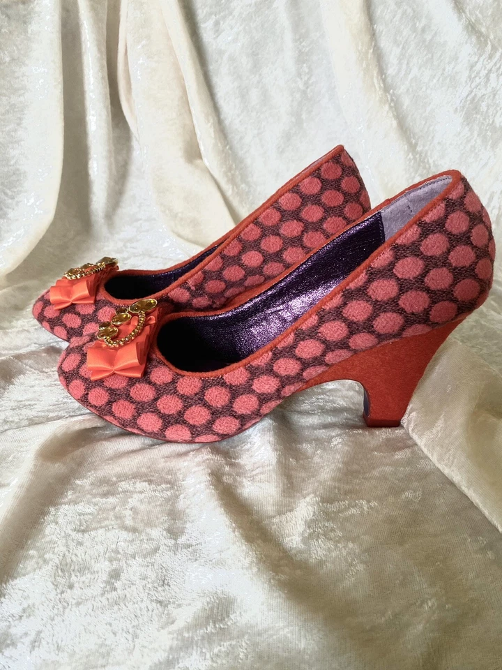 Poetic Licence London Women’s Sz 8 Orange Fabric, Wedge Heel, Charm School NWOB - Image 4 of 4