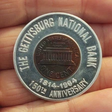 Encased Coin Good Luck Token : Gettysburg National Bank 1964
