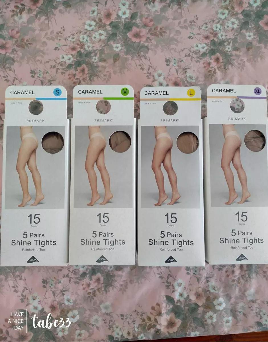 Primark Caramel 5 Pair Shine Tights 15 Denier Polished Look Leg Shine S M L  XL