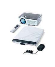 Brookstone All in One Projector Combo Pack With Screen - White
