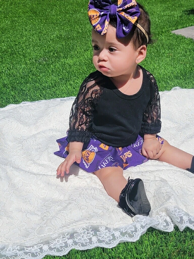 LA LAKERS Baby 3 6 Months Lakers Skort BowHandmade