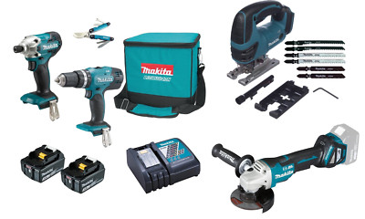 Makita Akku Combo Set 18V Starter DLX2336X DHP453 DTD156 DJV180ZX DGA467 9 tlg.