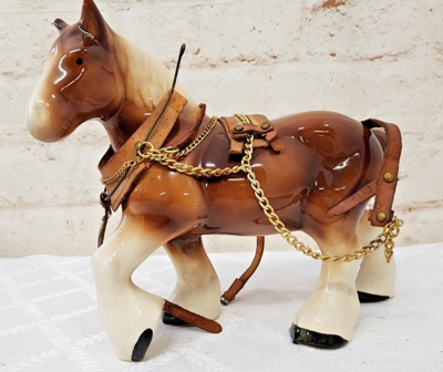 Porcelain Clydesdale Horse Figurine Brown 10