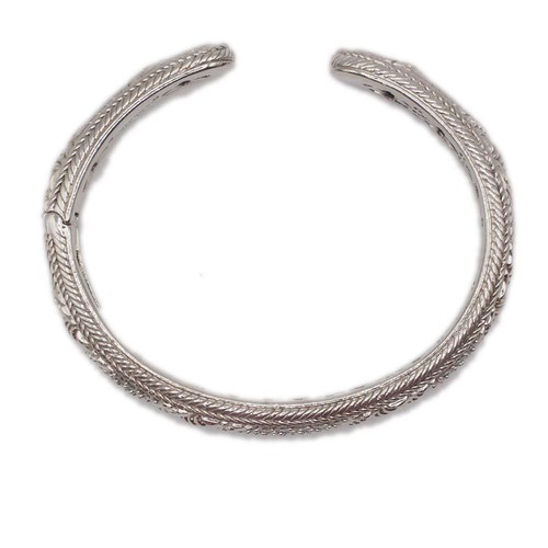Judith Ripka Sterling Silver CZ Hinged Cuff Bracelet - Picture 2 of 3