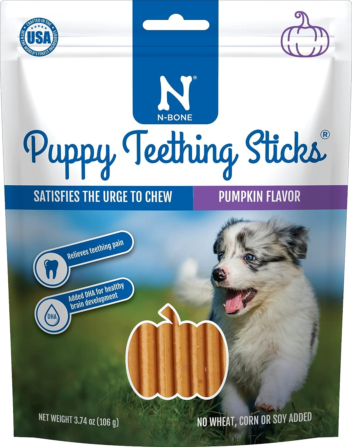 Puppy Teething Sticks Pumpkin Flavor, 3.74-Oz Bag