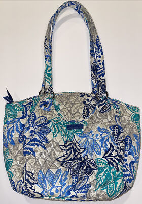 Vera Bradley Lg 16 x12  Quilted Fabric Handbag Multi Pockets Purse Tote Bag EUC