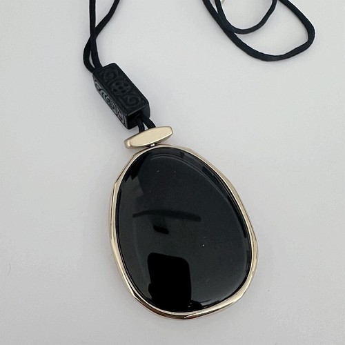 CHICO'S BLACK CORD BLACK/RED RESIN DOUBLE SIDED PENDANT 32"-36" NECKLACE NWT - Picture 2 of 3