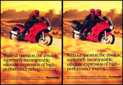 1987 Kawasaki Concours Motorcycle 2page Vintage Advertisement Print Art  Ad J740