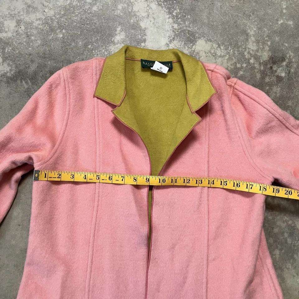 Harve Benard Trench Coat Womens 12 Pink Open Front Wool Blend Vtg Mid Length - Image 3 of 4