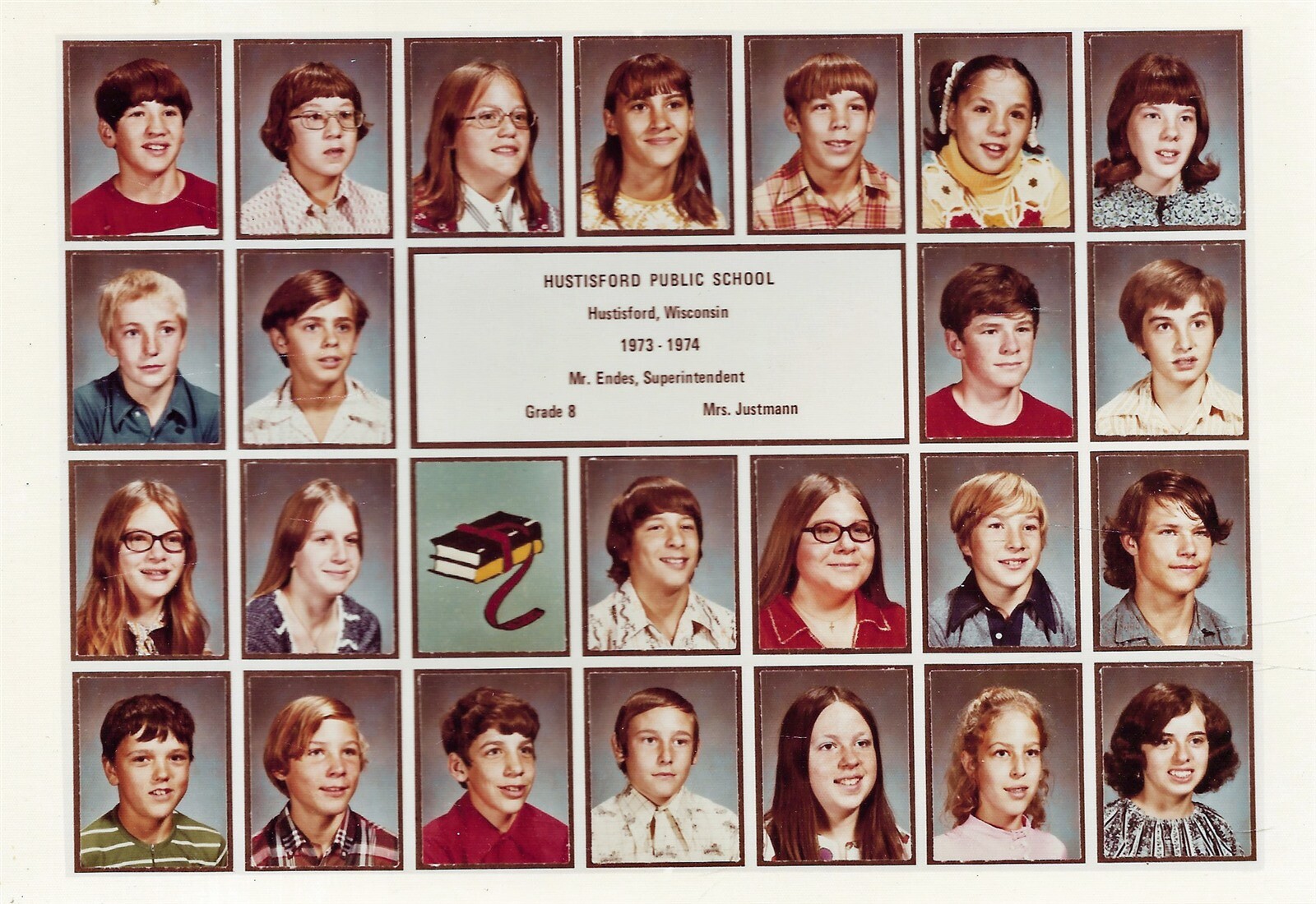 Hustisford Wisconsin Hustisford Public School Grade 8 Class Photo 1973