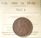 1864 New Brunswick Large Cent — photo from another recent sale