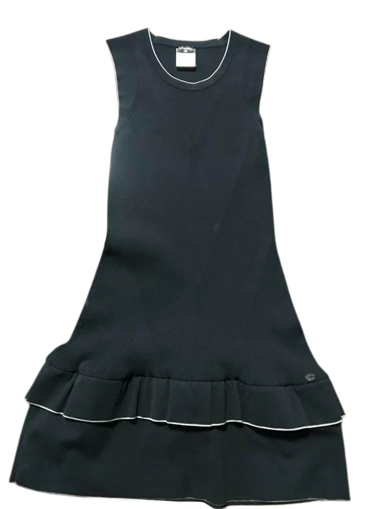 Abito CHANEL Frill senza maniche in maglia COCO Mark CC donna taglia 38 nero
