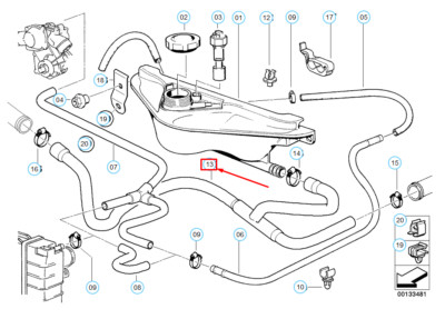 NEW BMW 7 E32 EXPANSION TANK RETURN HOSE 64211379942 1379942 OEM  