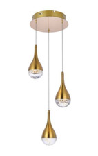 Pendant Chandelier Light Fixture For Foyer Kitchen Island Dining Room Satin Gold