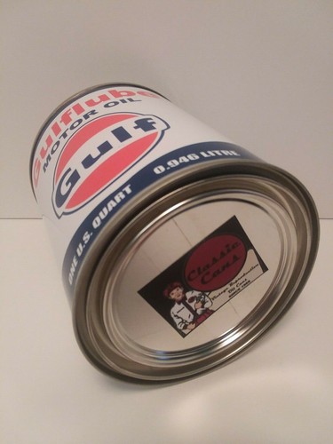 Vintage GULFLUBE Motor Oil Can 1 qt. - ( Re-pop Collectible ) - Picture 4 of 7