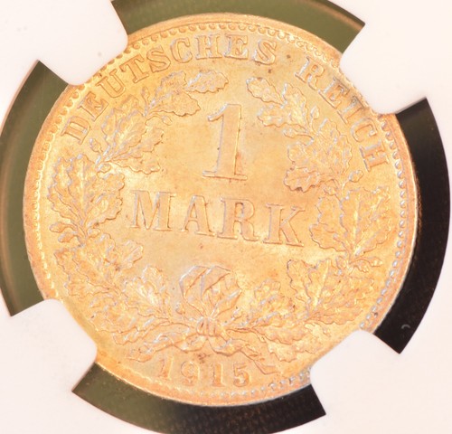1915 D GERMANY MARK Silver Coin NGC MS 62 - Picture 2 of 4