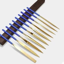 Titanium Coated Diamond Needle File Set for Metal Jewelry Glass Stone Wood 10Pcs