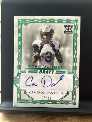 2020 Leaf Ultimate Draft CAMERON DANTZLER GREEN ROOKIE AUTO #'d /20 Vikings RC