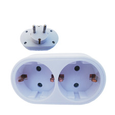 Doppelstecker Mehrfachstecker Duo Stecker 2-fach Multistecker Vertikal weiss