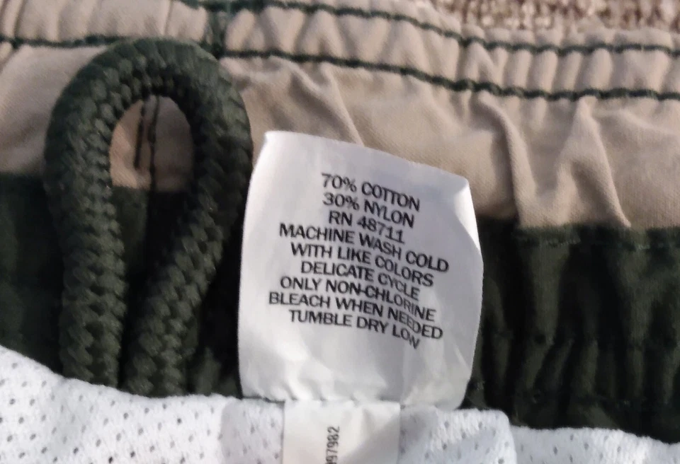 Wave Zone Board Shorts Mens 38 XL Green Tan  Color Block Swim Trunks  Drawstring - Image 3 of 4