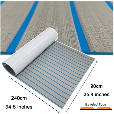 94.5'' EVA Foam Boat Decking Sheet Mat Gray/Blue Stripe Marine Yacht Flooring Pad