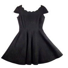 Lulus Proof of Perfection Skater Dress Women's Medium Black Polyester Faux Suede