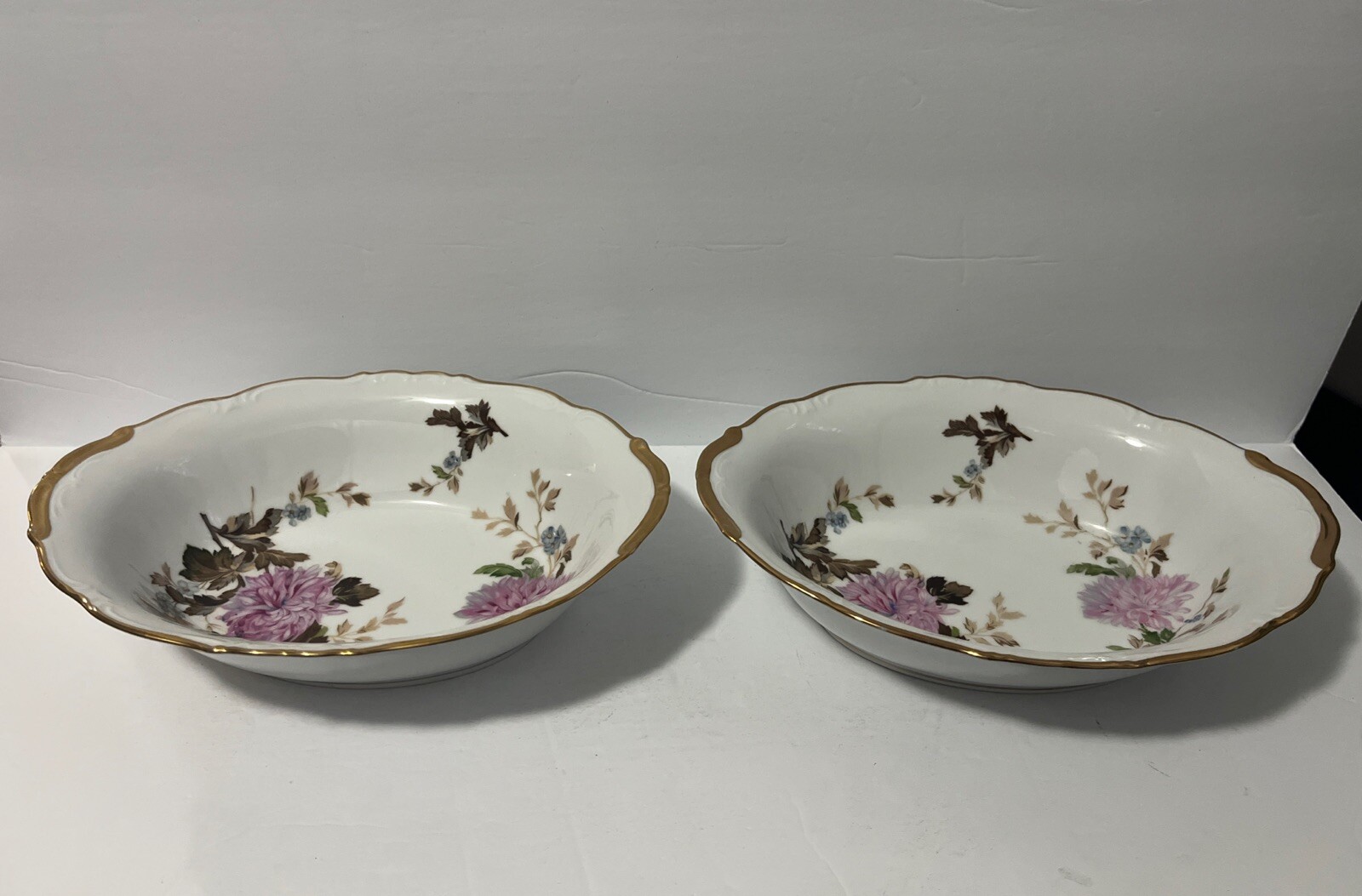 Halsey Autumn Dawn #562 Fine China Serving Dishes 2 pc 22K Gold Discontinued