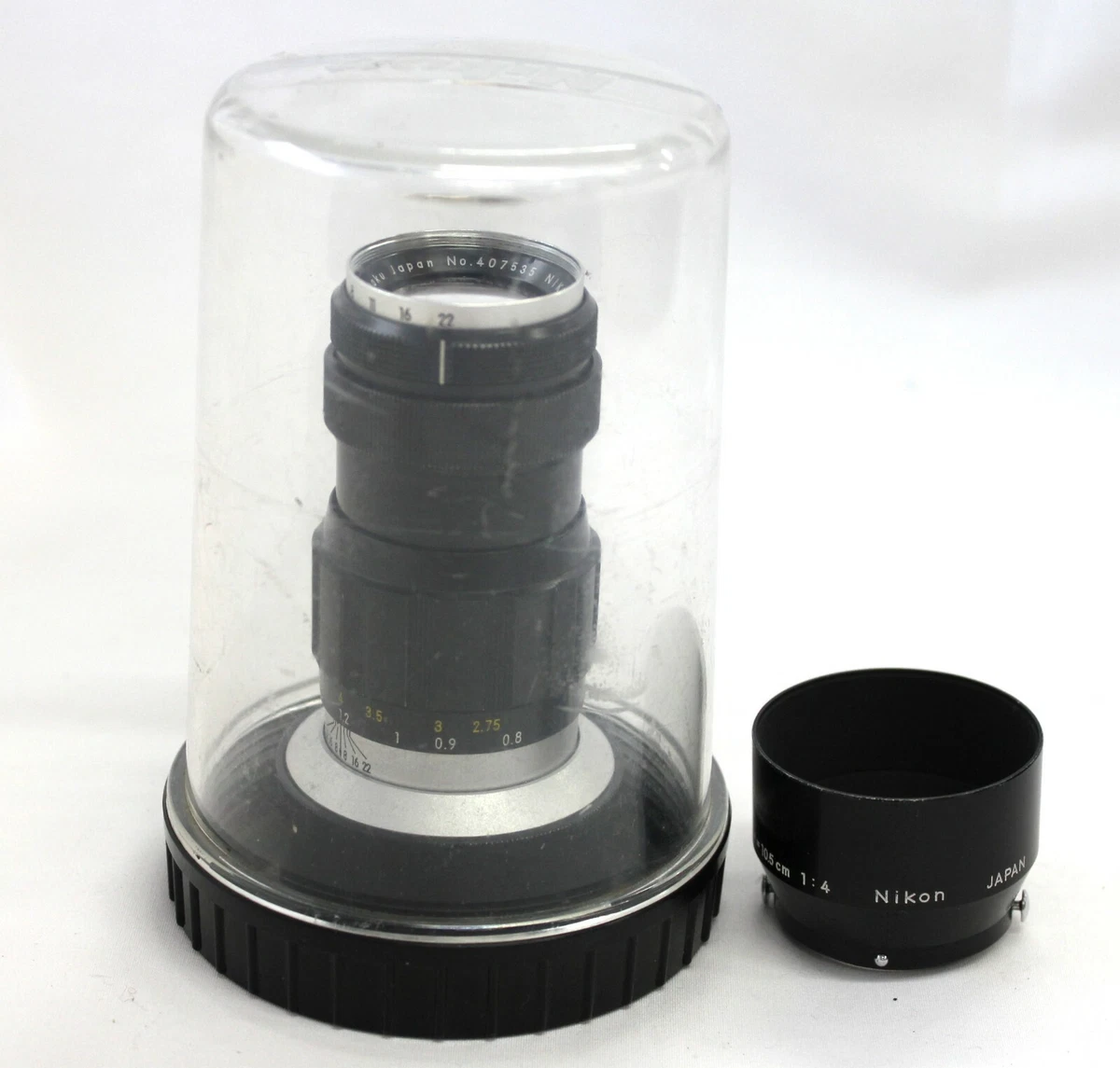 [Very Rare] Nikon Nippon Kogaku Nikkor-T 10.5cm 105mm F/4 F Mount w/ Hood  Japan