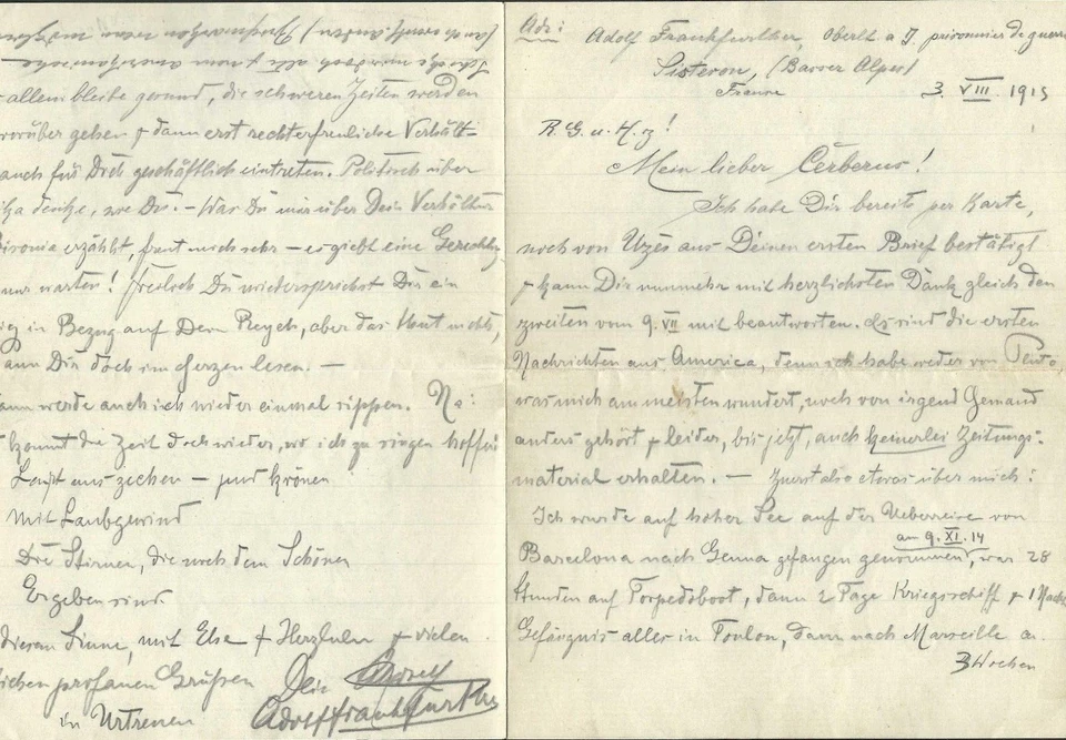 FRANCE TO US 1915 POUU GERMANY PRISONER OF WAR COVER AND LETTER IN GERMAN - Image 3 of 3