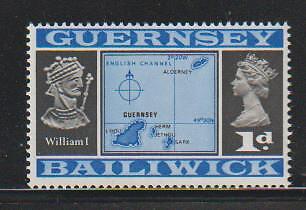 GUERNSEY STAMPS 1969 MAP WILLIAM I 1D MNH - MISC24-830 - Picture 1 of 1