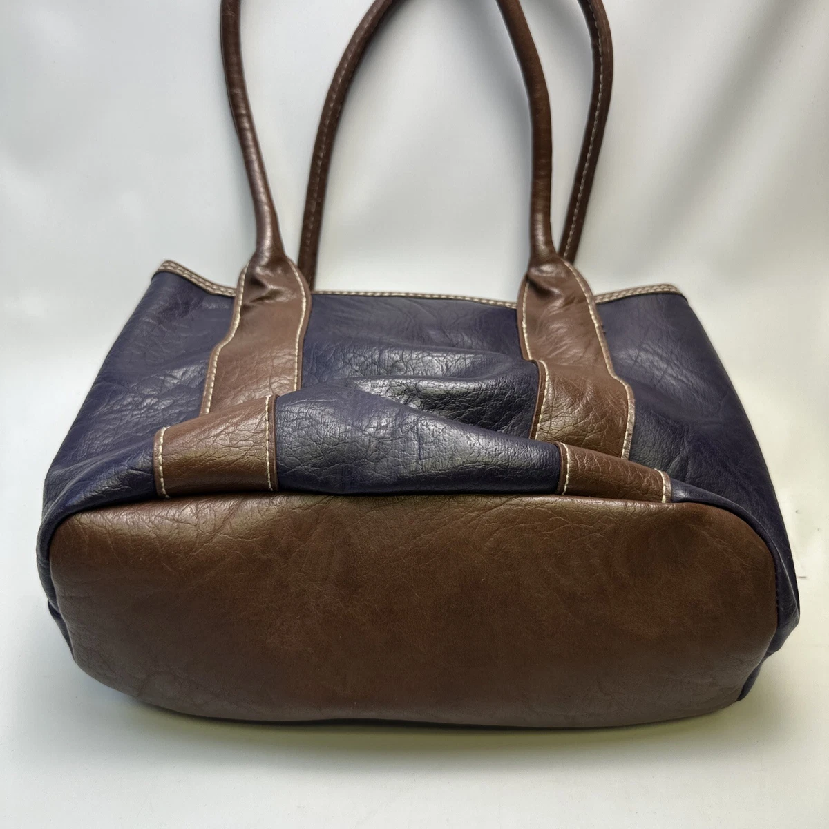 Small Vintage Bueno Bag Brown Navy Blue eBay