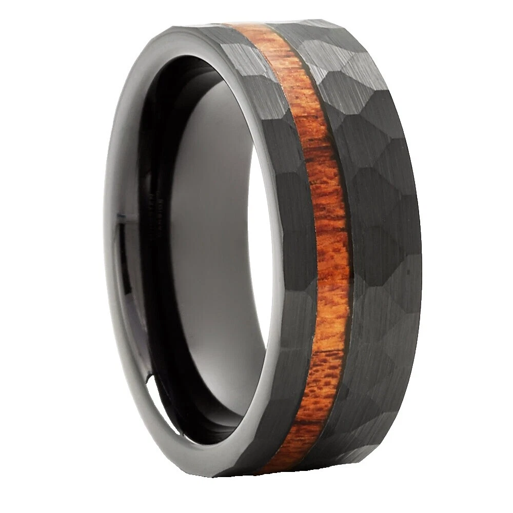 Joyería de Tungsteno de madera negra para hombres