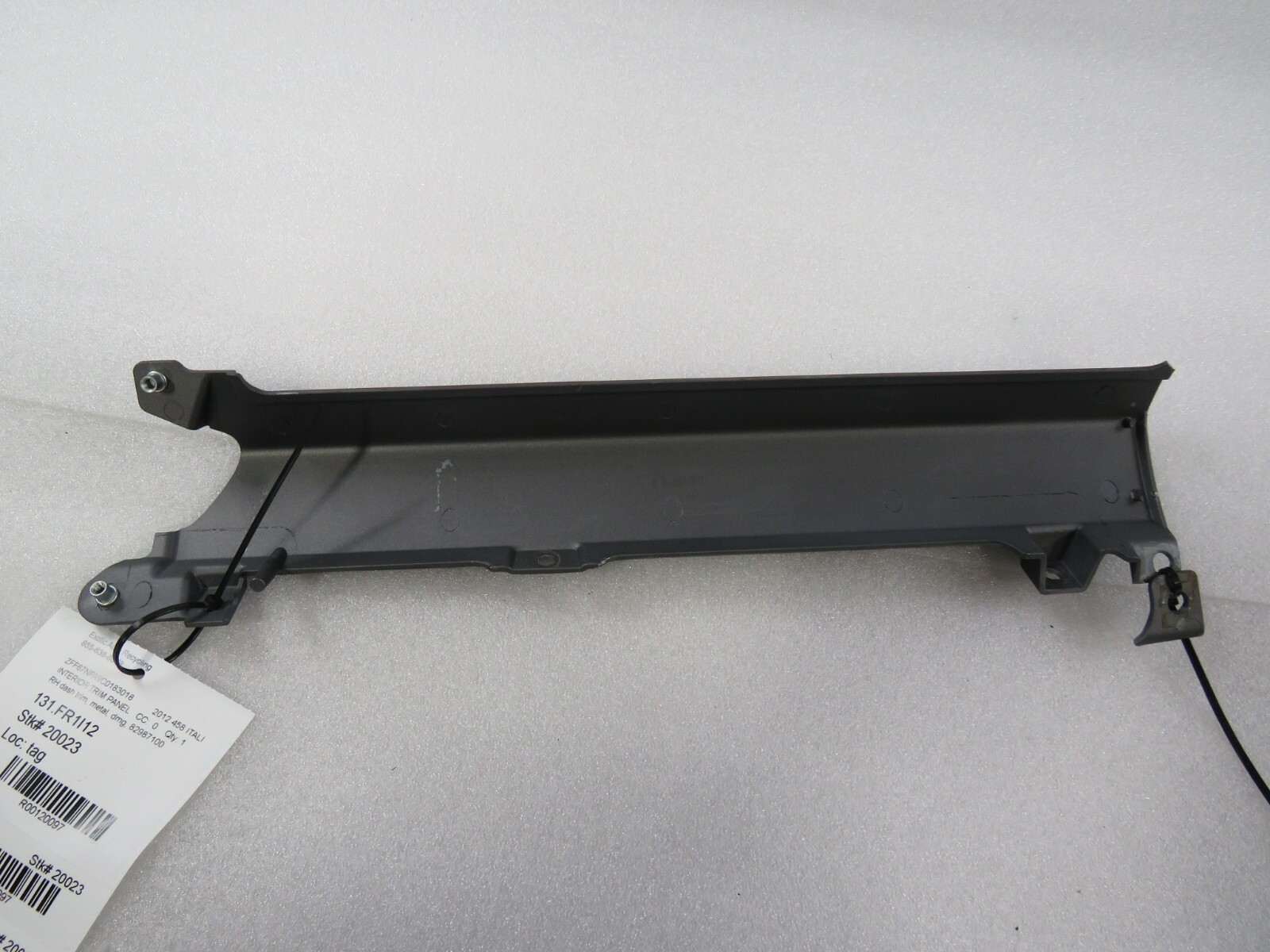 Ferrari 458 Italia, RH, Right Front Dash Silver Trim Panel, Used, P/N 82987100