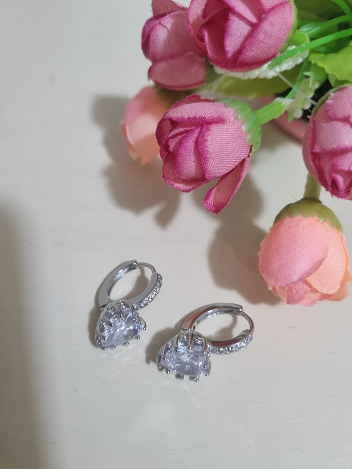 Orecchini cuore trasparente argento 925 NUOVI - Immagine 4 di 4