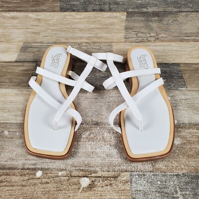 60枚 ③ Franco Sarto Sybil Strappy Sandals Sz 9.5 M White Leather Thong