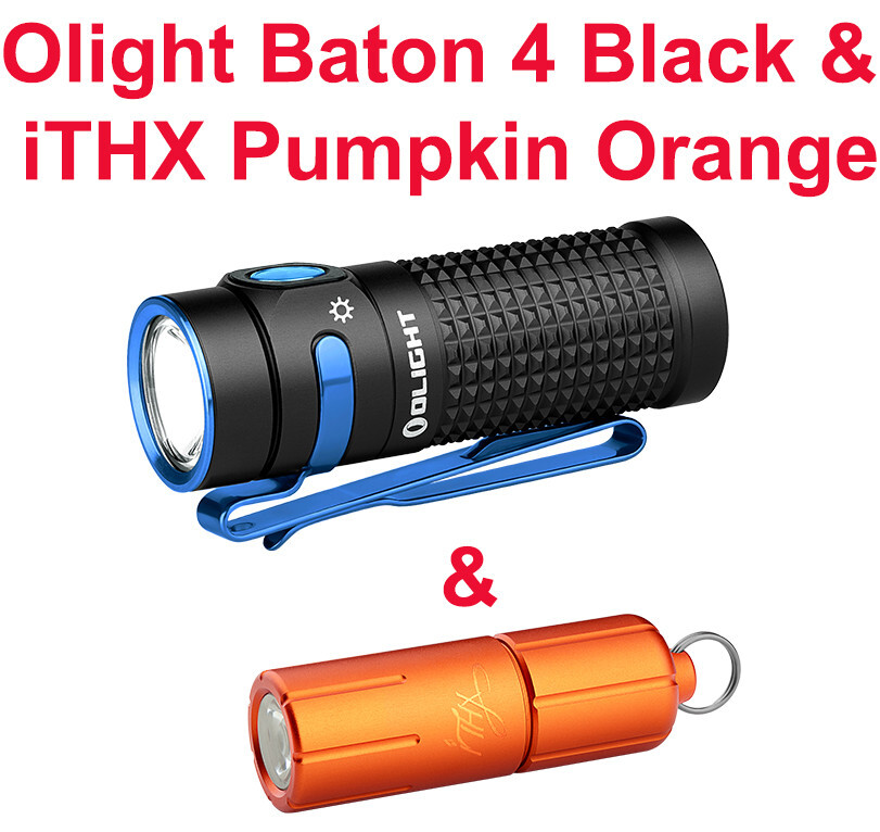 Olight Baton 4 Powerful EDC Rechargeable Flashlight & iTHX Pumpkin