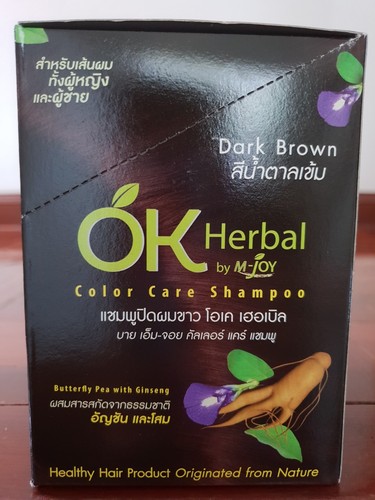 12x30ml Cambio de color de cabello OK HERBAL Tinte Care Champú Saludable Ginseng Marrón Oscuro - Imagen 4 de 12