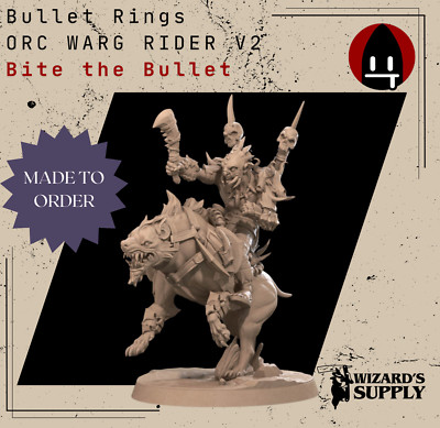 Orc Warg Rider V2 LOTR 3dprinted mini Bullet Rings Evil Bite the Bullet 3D dnd