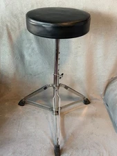 Adjustable Drum Throne Stool – Padded Seat, Folding Chrome Tripod Base